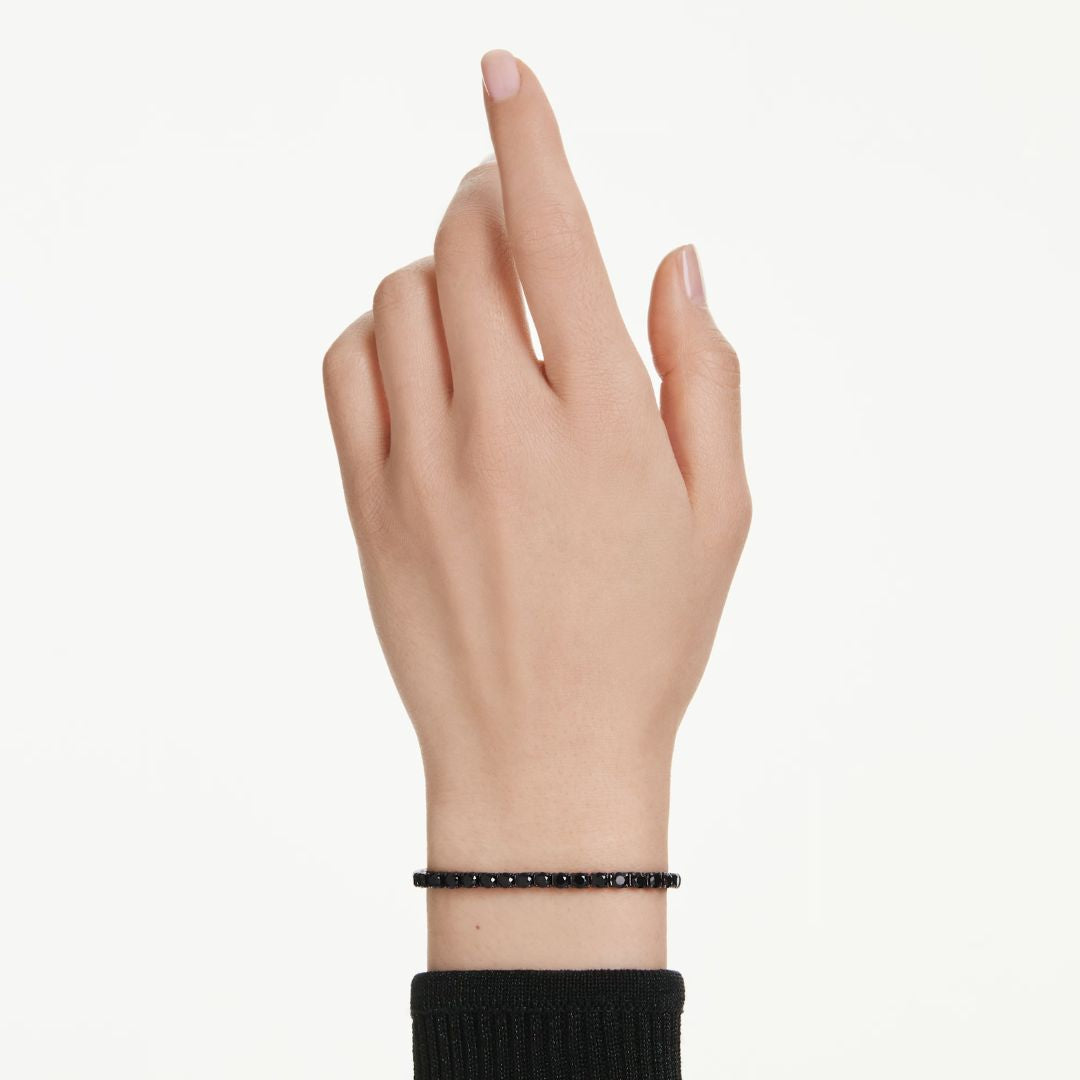 Swarovski Matrix Tennis rannekoru, tumma metalli ja mustat kristallit