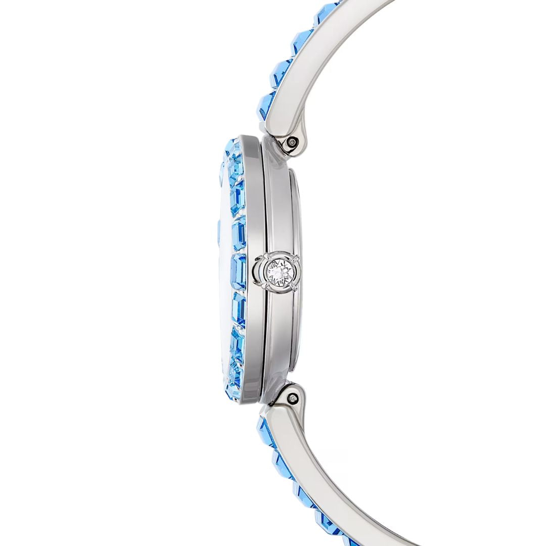 Swarovski Matrix bangle rannekello, hopeanvärinen ja siniset kristallit, 5730172