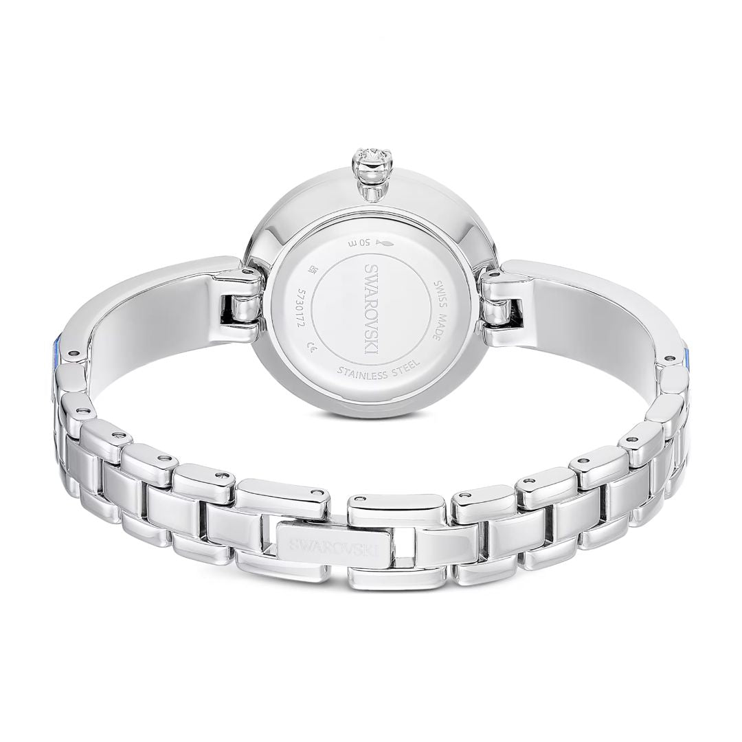 Swarovski Matrix bangle rannekello, hopeanvärinen ja siniset kristallit, 5730172