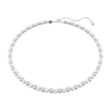 Swarovski Matrix kaulakoru, vaalea metalli, kirkkaat kristallit ja valkoiset helmet, 5689623