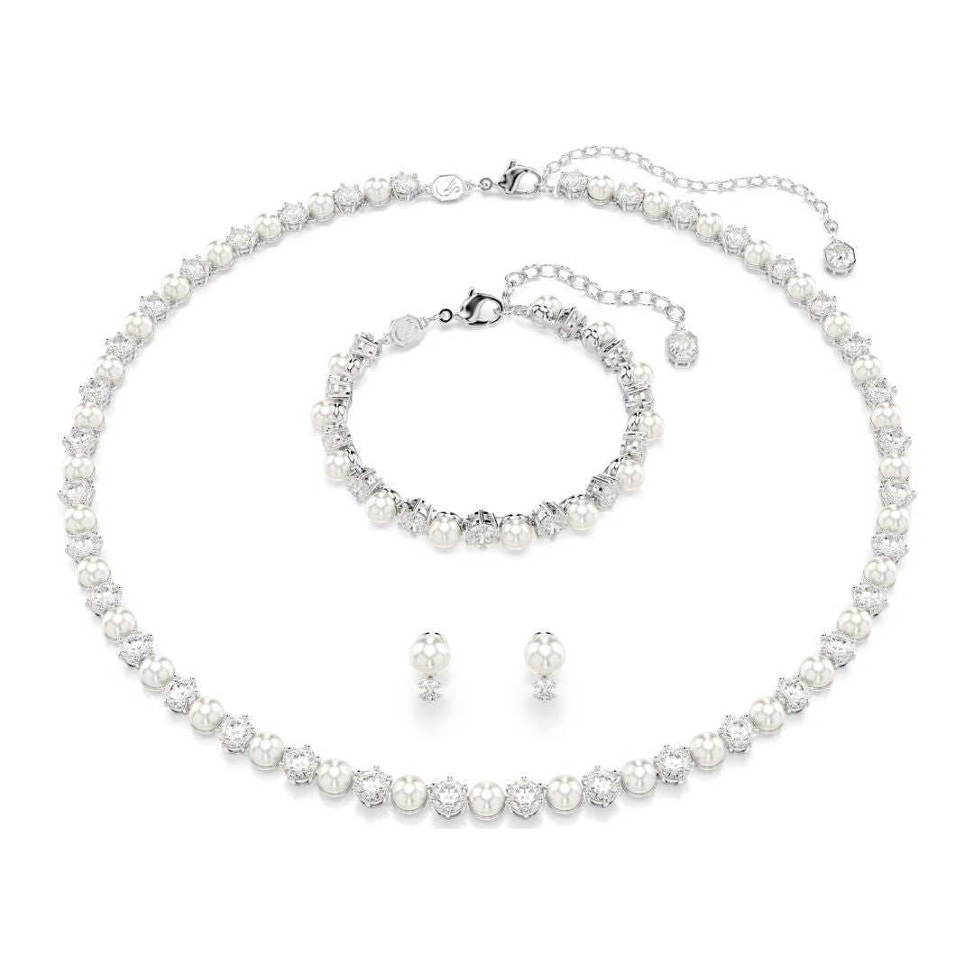 Swarovski Matrix korusetti, kirkkaat zirkonit ja valkoiset helmet 5742040