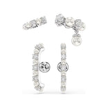 Swarovski Matrix korvakorut, setti, vaalea metalli, kirkkaat zirkonit ja valkoiset helmet 5691715