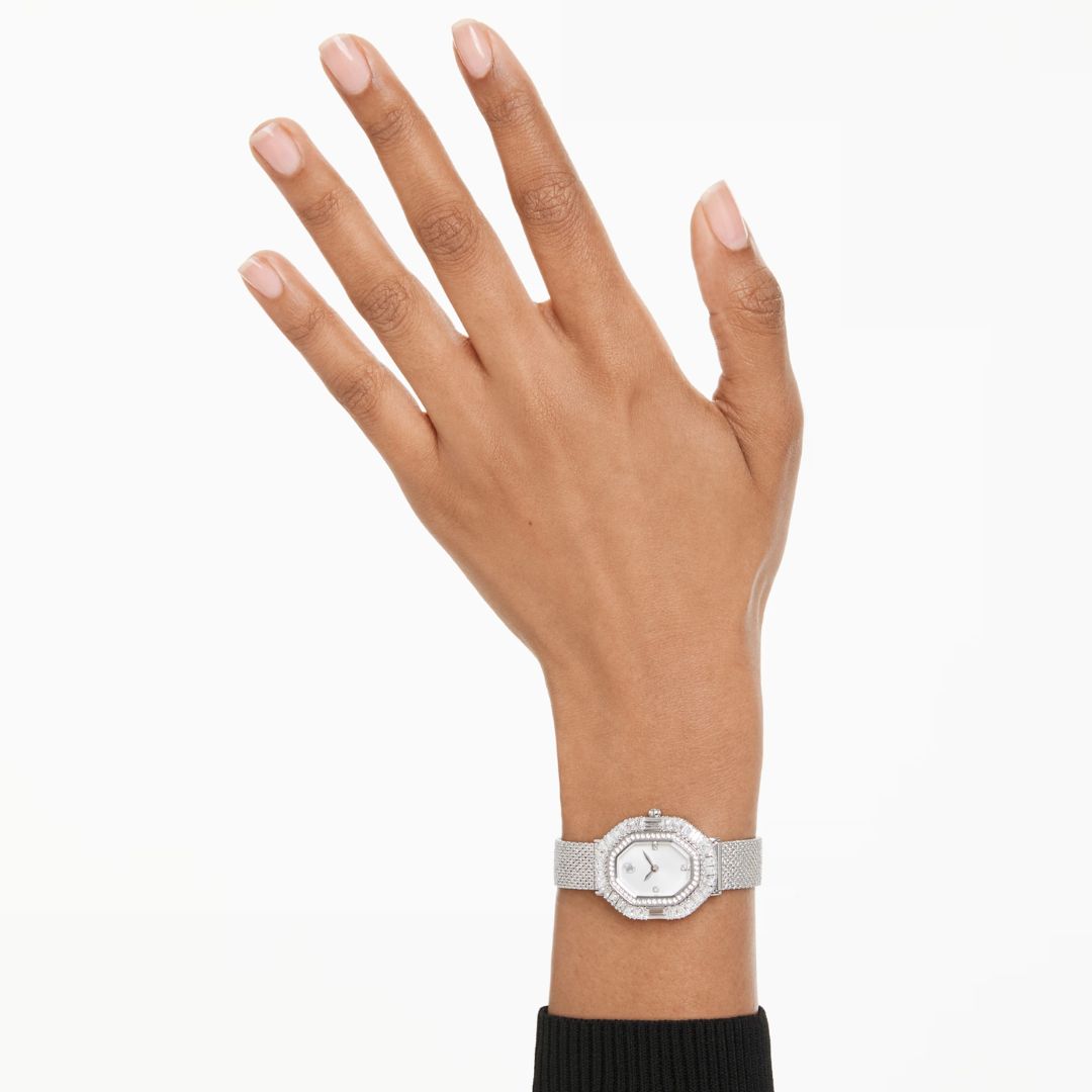 Swarovski Matrix octagon rannekello, vaalea metalli ja kirkkaat kristallit, 5732498