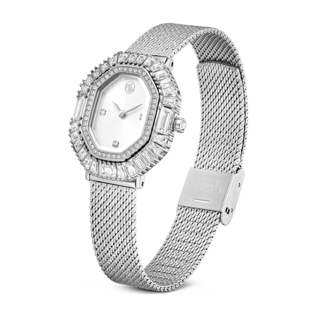 Swarovski Matrix octagon rannekello, vaalea metalli ja kirkkaat kristallit, 5732498