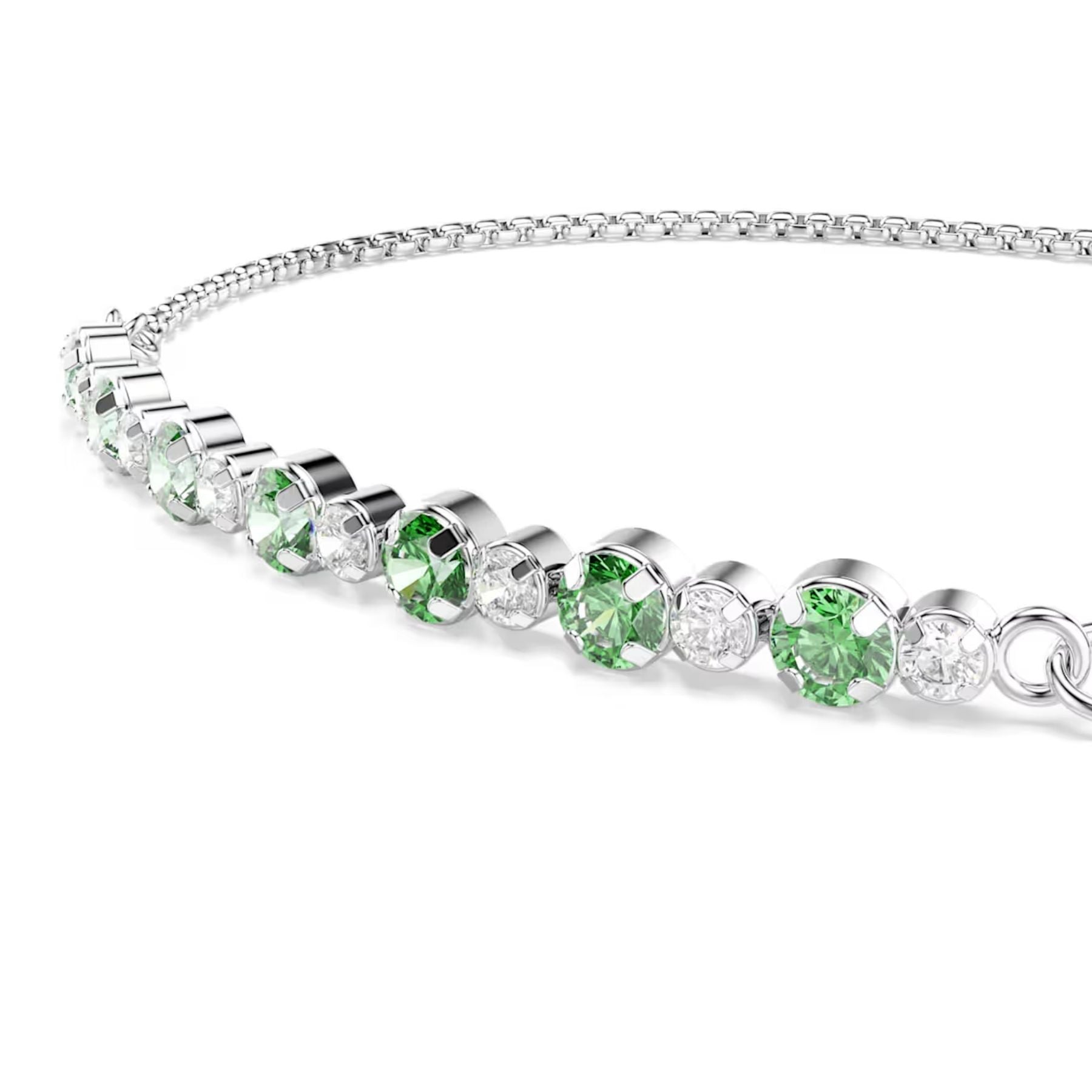Swarovski Matrix rannekoru, vaalea metalli, vihreät ja kirkkaat zirkonit, 5758987