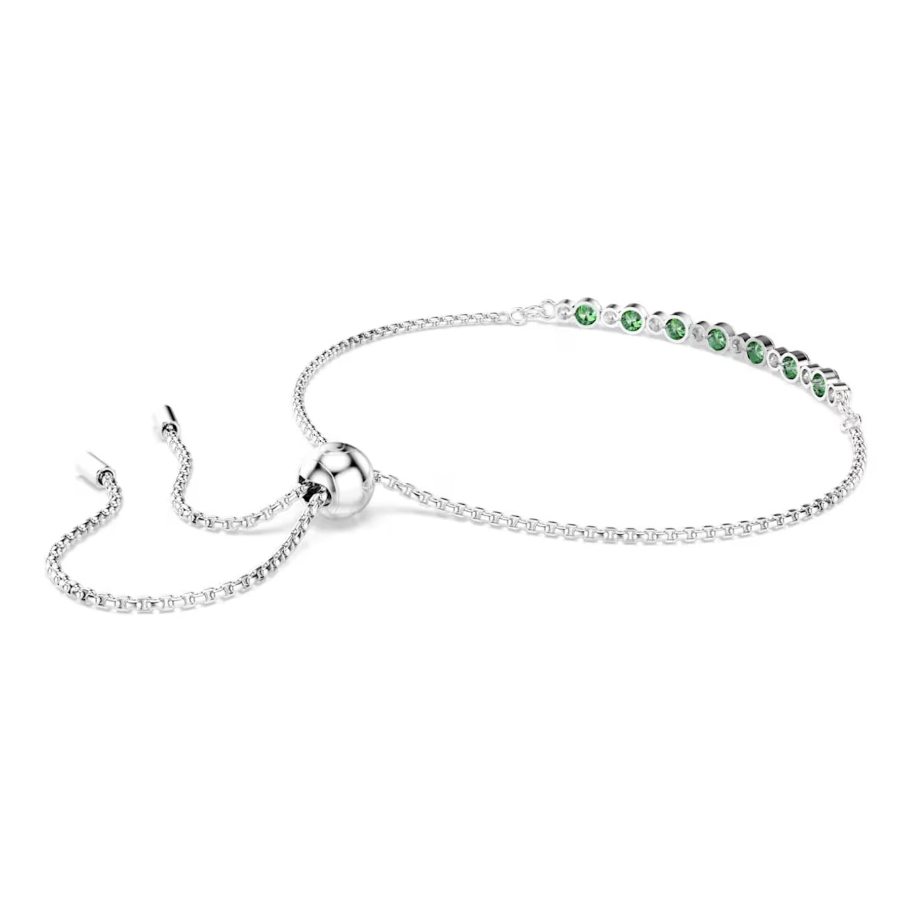 Swarovski Matrix rannekoru, vaalea metalli, vihreät ja kirkkaat zirkonit, 5758987