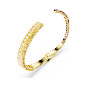 Swarovski Matrix rannerengas, keltakullanvärinen, violetit ja ruskeat kristallit