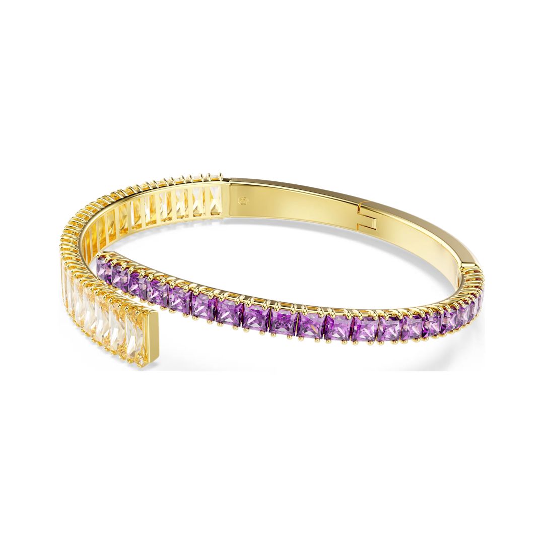 Swarovski Matrix rannerengas, keltakullanvärinen, violetit ja ruskeat kristallit