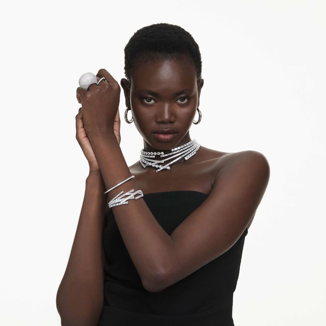 Swarovski Matrix rannerengas, vaalea metalli ja kirkkaat kristallit