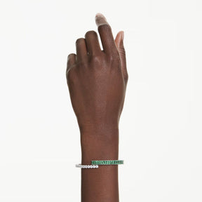 Swarovski Matrix rannerengas, vaalea metalli ja vihreät kristallit