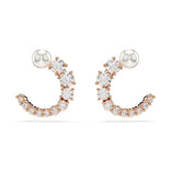 Swarovski Matrix rengaskorvakorut, ruusukullanväri kirkkailla kristalleilla ja valkoisella helmellä 5692264