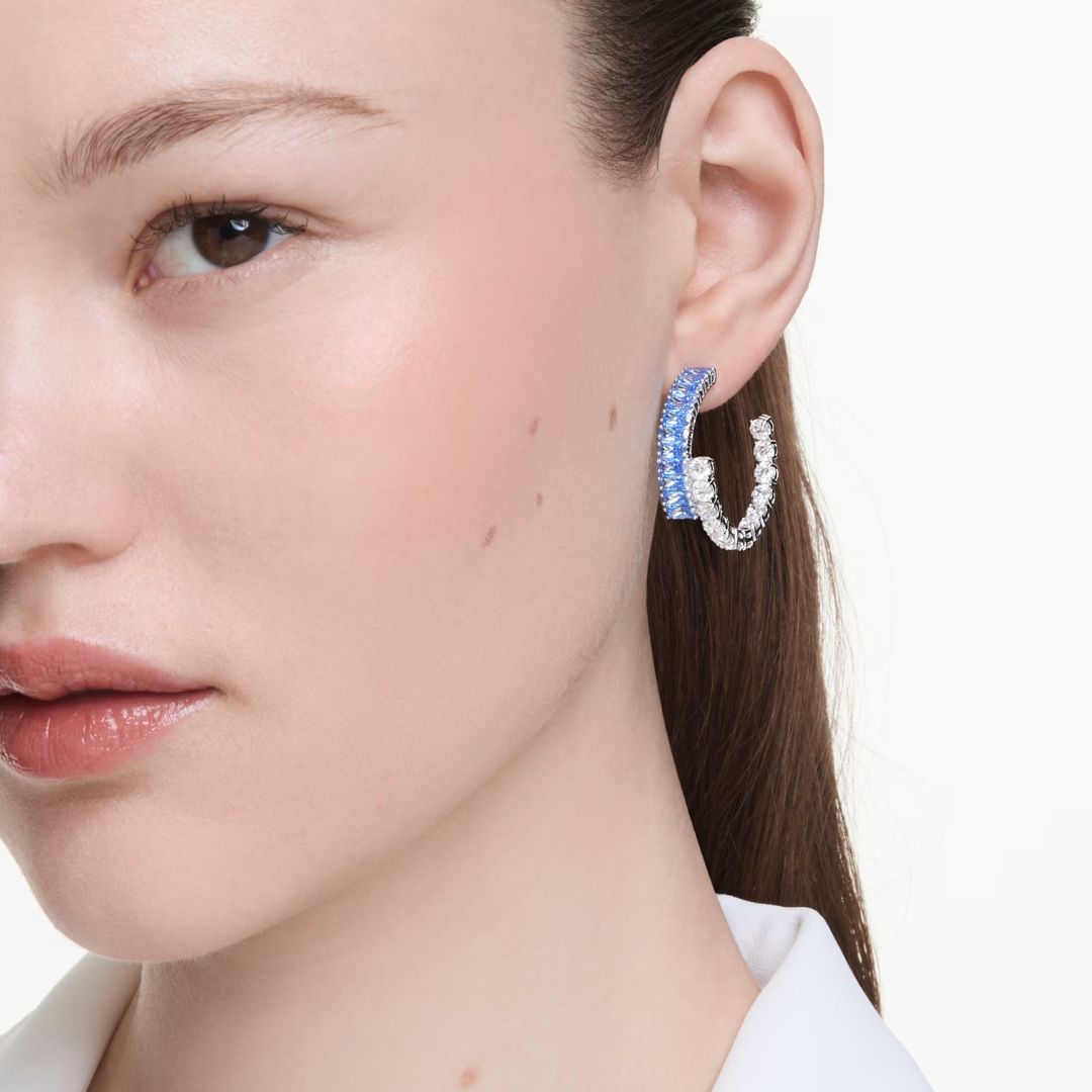 Swarovski Matrix rengaskorvakorut, siniset ja kirkkaat kristallit 5722459