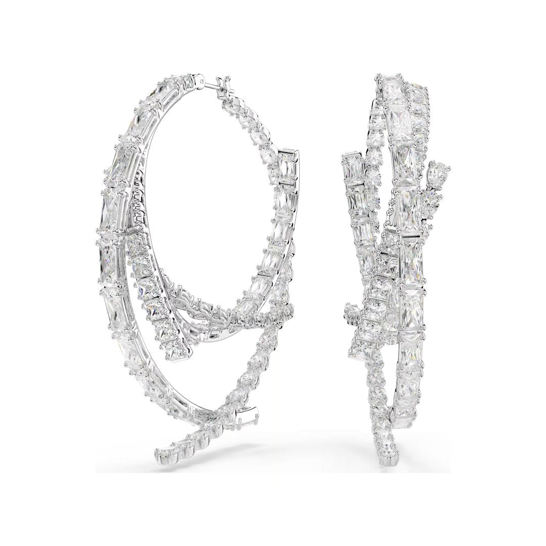 Swarovski Matrix rengaskorvakorut, vaalea metalli ja kirkkaat kristallit 5727098