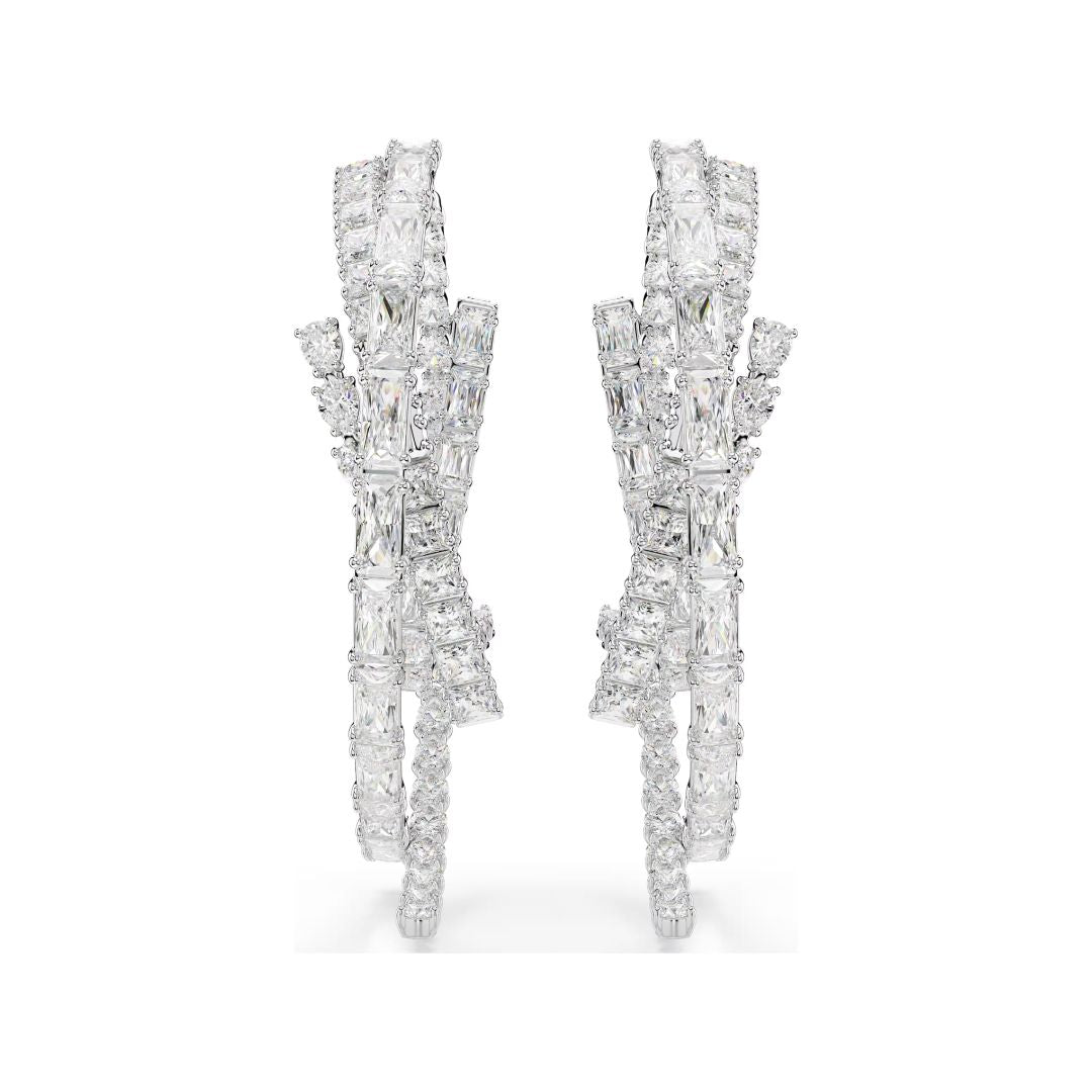 Swarovski Matrix rengaskorvakorut, vaalea metalli ja kirkkaat kristallit 5727098