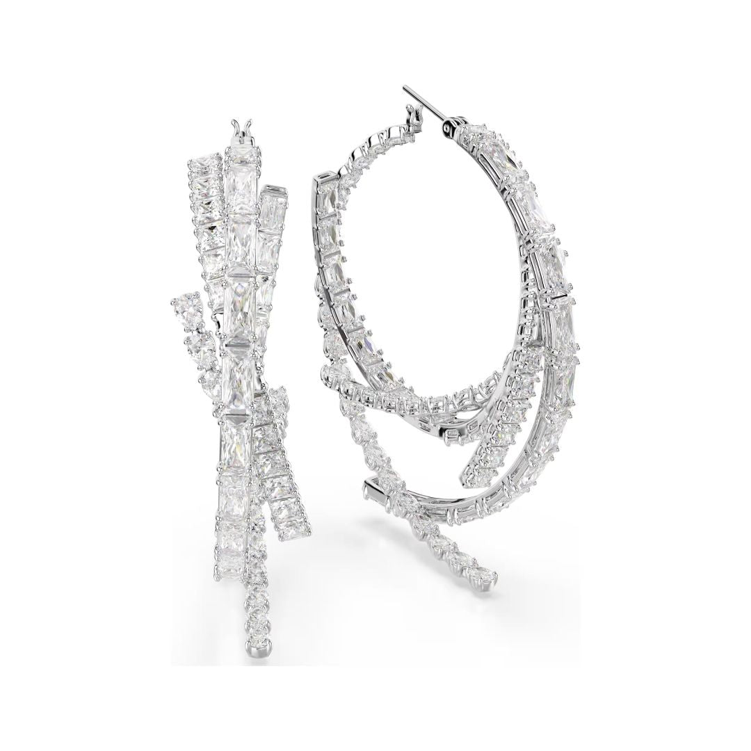 Swarovski Matrix rengaskorvakorut, vaalea metalli ja kirkkaat kristallit 5727098