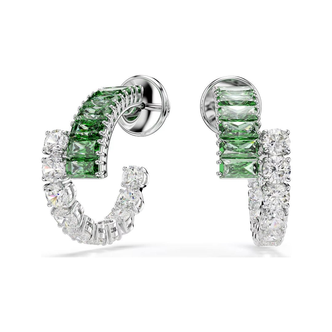 Swarovski Matrix rengaskorvakorut, vihreät ja kirkkaat zirkonit, 5732264