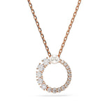 Swarovski Matrix riipus, ruusukullanväri kirkkailla kristalleilla ja valkoisella helmellä 5692265