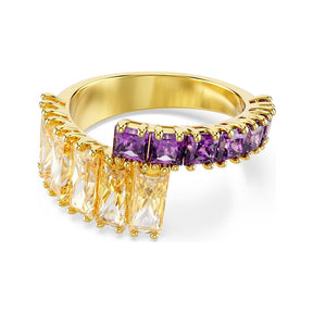 Swarovski Matrix sormus, keltakullanväri, violetit ja ruskeat kristallit