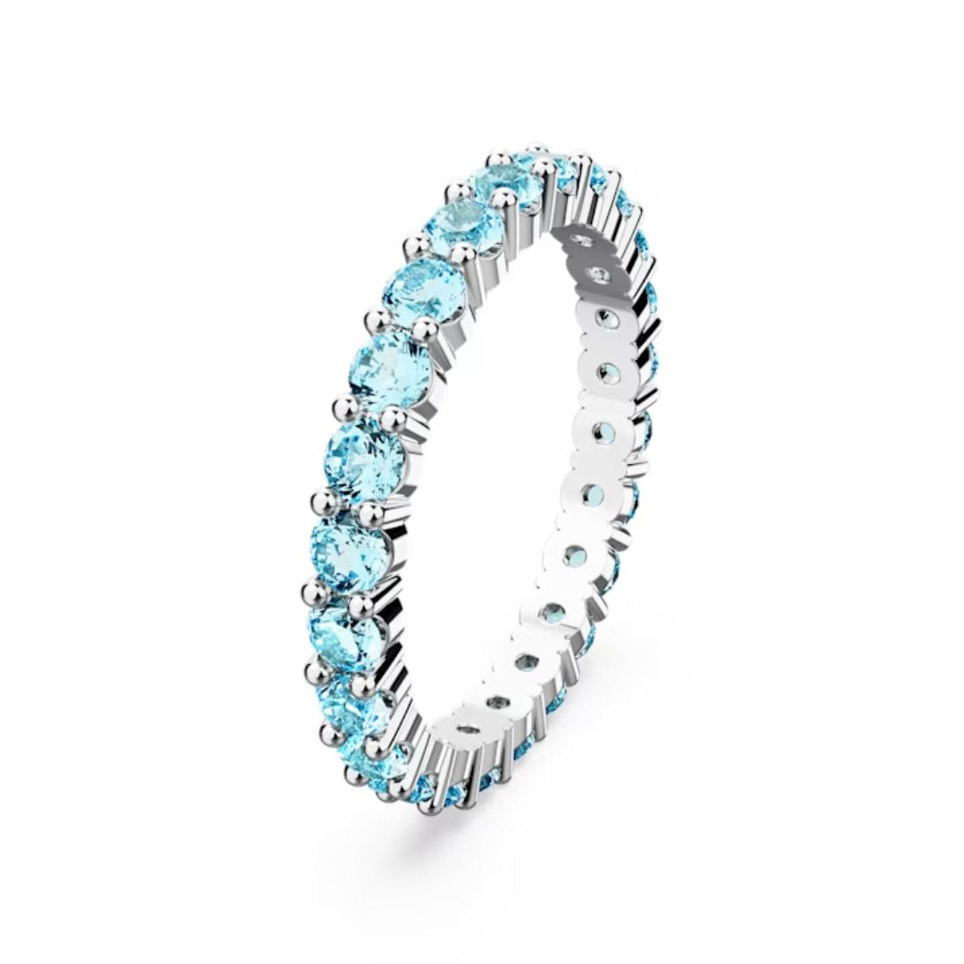 Swarovski Matrix sormus, vaalea ja siniset kristallit, 5658672