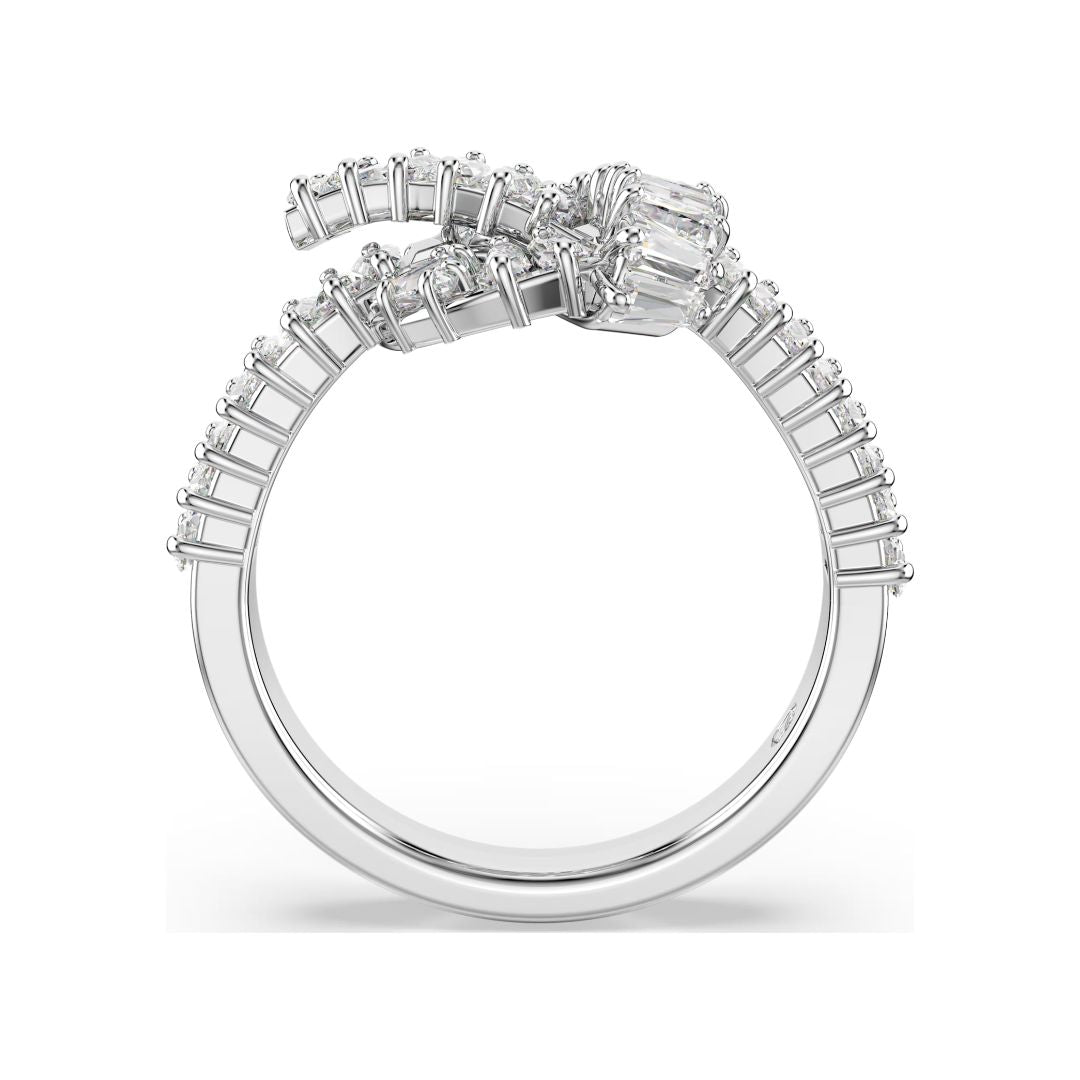 Swarovski Matrix sormus, vaalea metalli ja kirkkaat kristallit