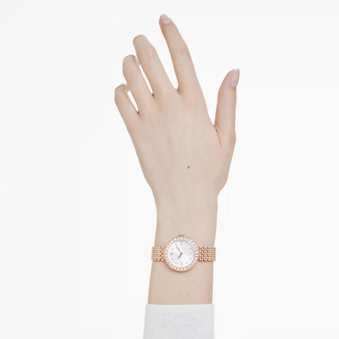 Swarovski Matrix tennis 7-link rannekello, ruusukullanväri ja kirkkaat kristallit, 5672981