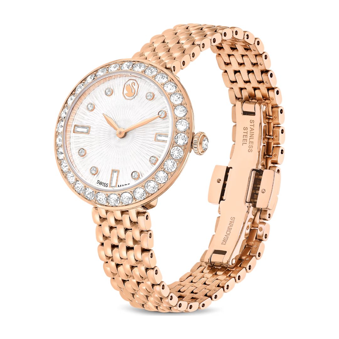 Swarovski Matrix tennis 7-link rannekello, ruusukullanväri ja kirkkaat kristallit, 5672981