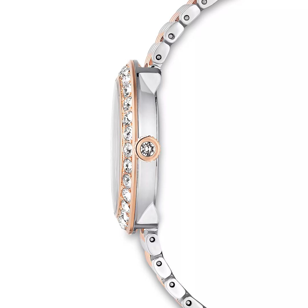 Swarovski Matrix tennis 7-link rannekello, ruusukullanväri, hopeanväri ja kirkkaat kristallit, 5672971