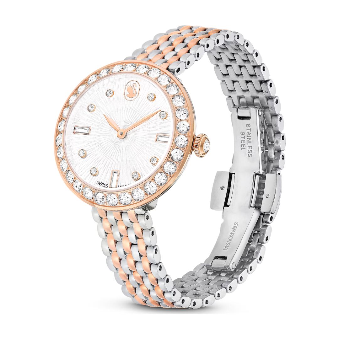 Swarovski Matrix tennis 7-link rannekello, ruusukullanväri, hopeanväri ja kirkkaat kristallit, 5672971