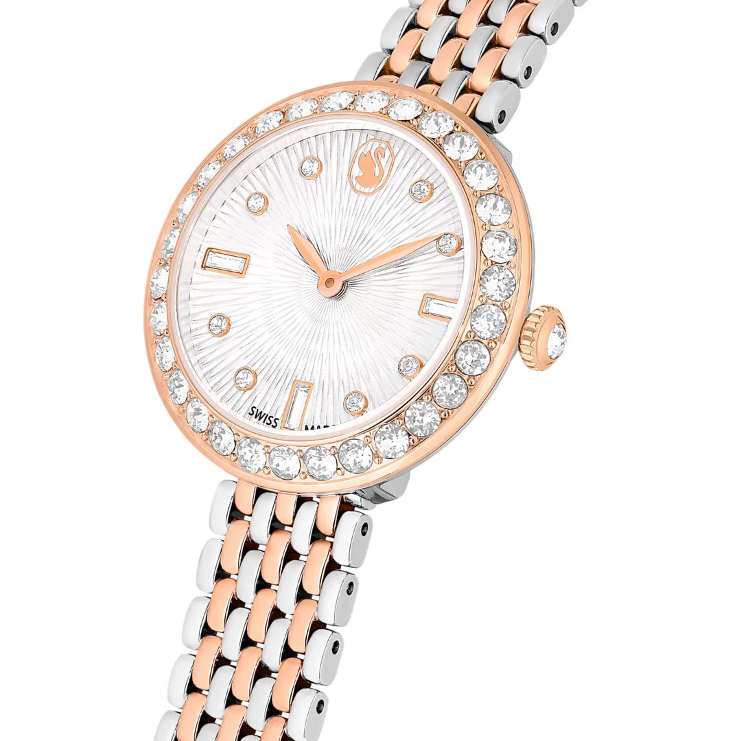 Swarovski Matrix tennis 7-link rannekello, ruusukullanväri, hopeanväri ja kirkkaat kristallit, 5672971