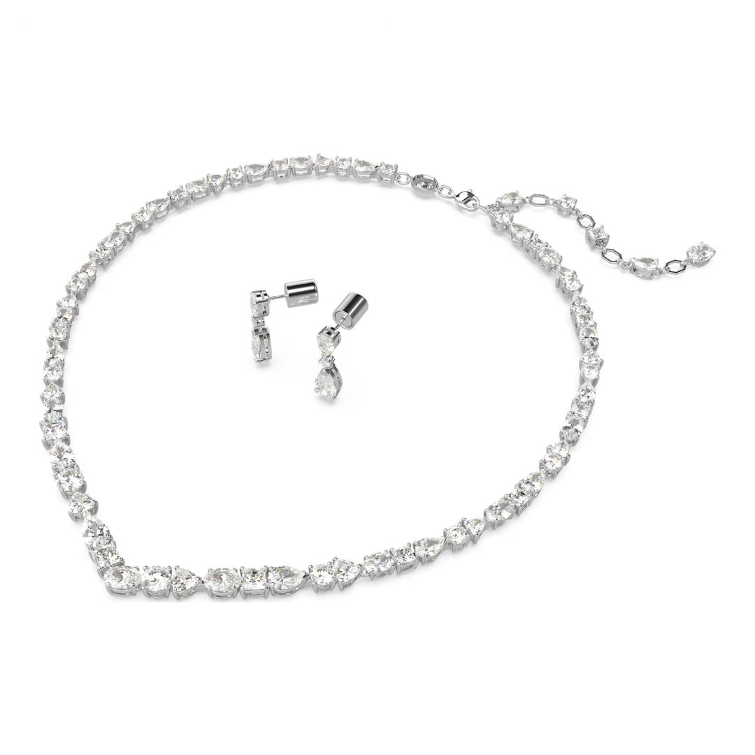 Swarovski Meshmera setti, kaulakoru ja korvakorut, vaalea metalli ja kirkkaat kristallit, 5674306