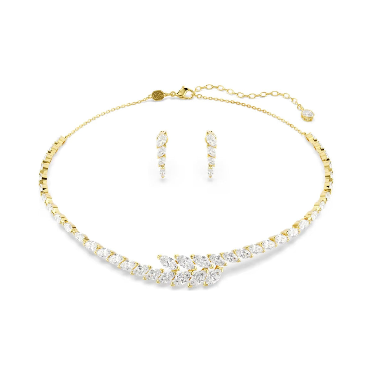 Swarovski Mesmera korusetti, kaulakoru ja korvakorut, keltakullattu ja kirkkaat zirkoniat, 5764868