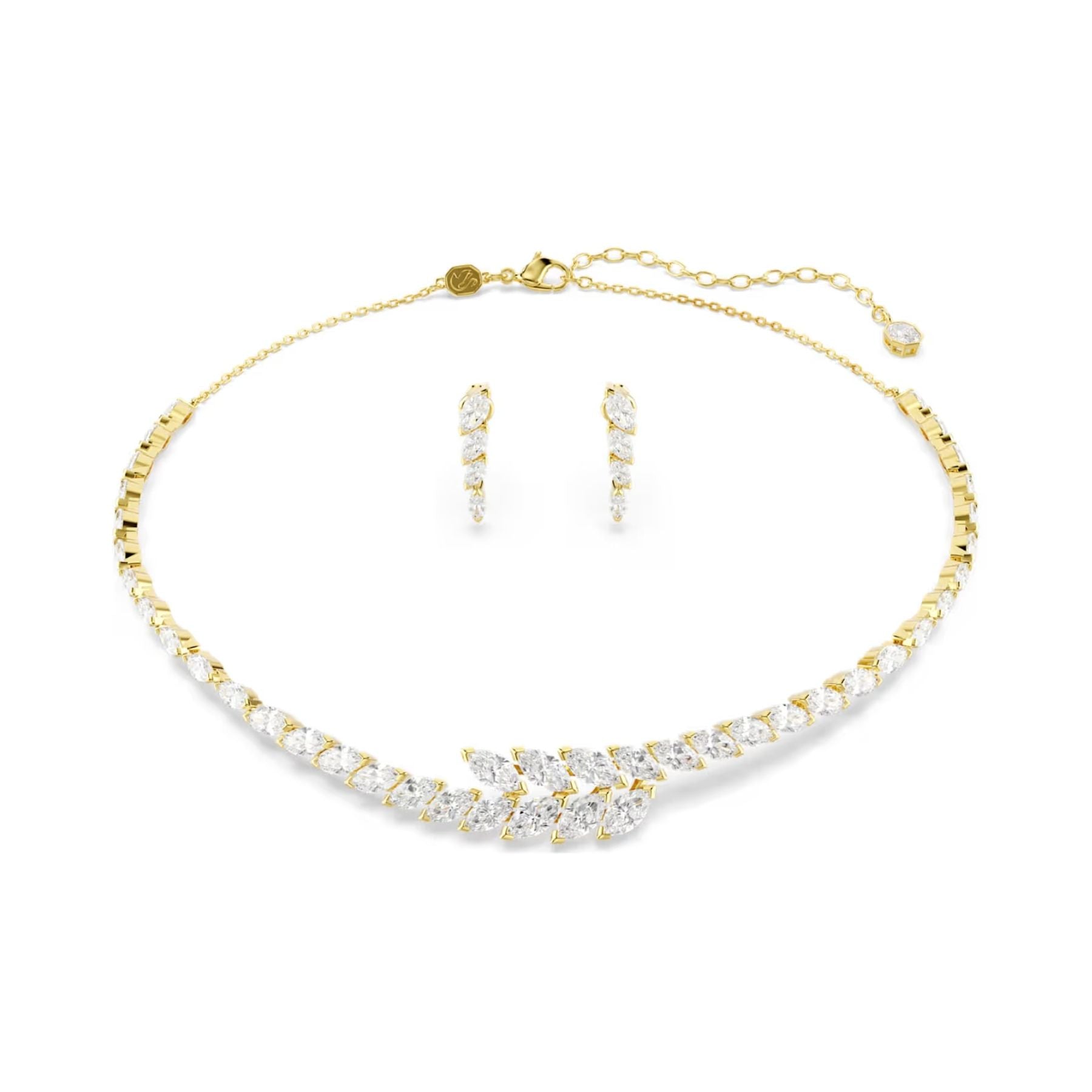 Swarovski Mesmera korusetti, kaulakoru ja korvakorut, keltakullattu ja kirkkaat zirkoniat, 5764868