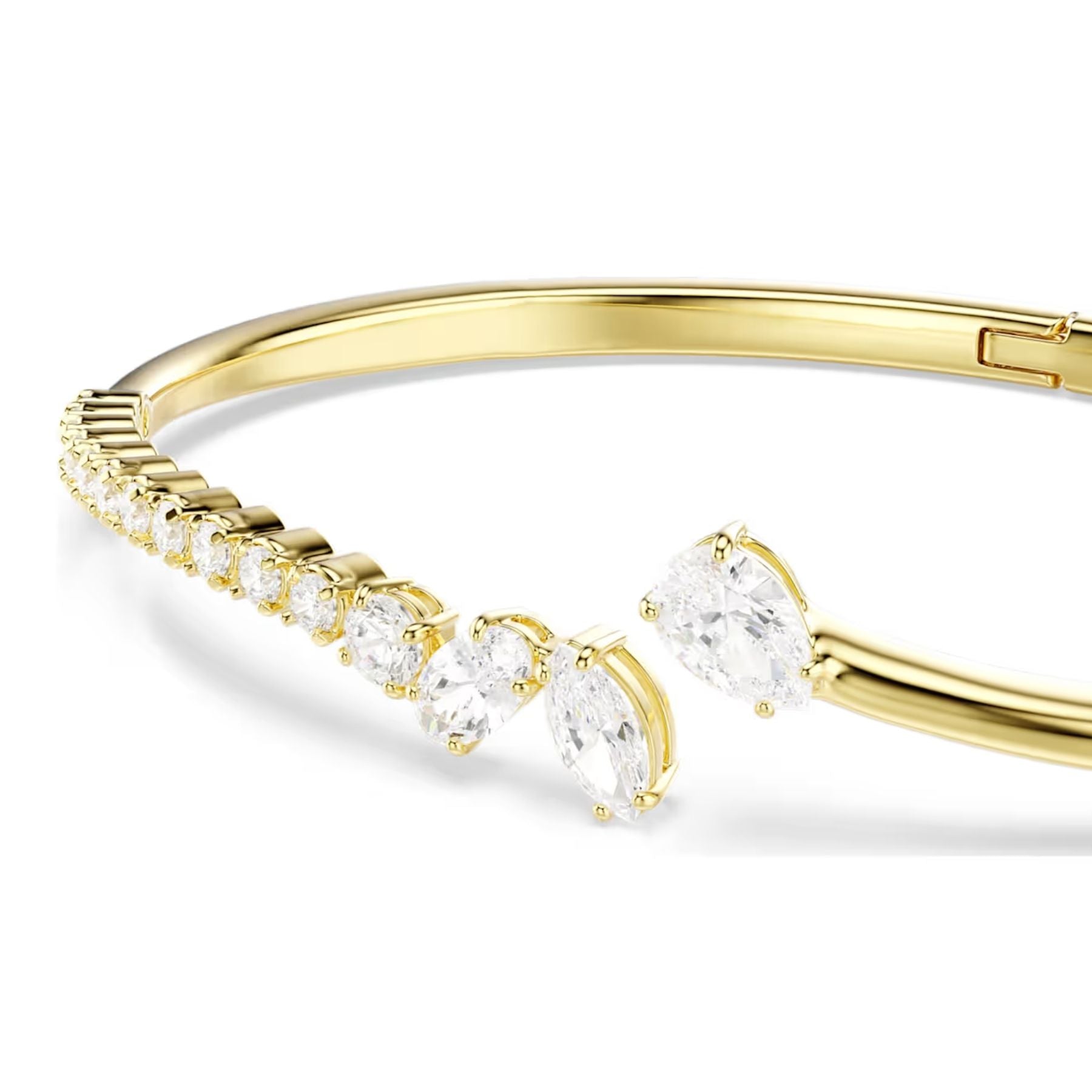 Swarovski keltakullattu avoin rannerengas, jota koristavat erimuotoiset kirkkaat zirkonit