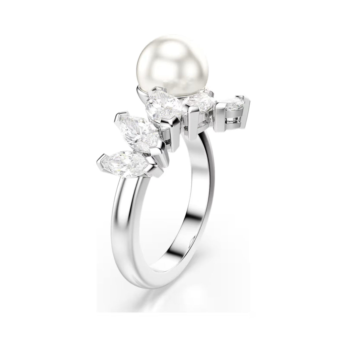 Swarovski Mesmera sormus, vaalea metalli, helmi ja kirkkaat zirkonit, 5748009