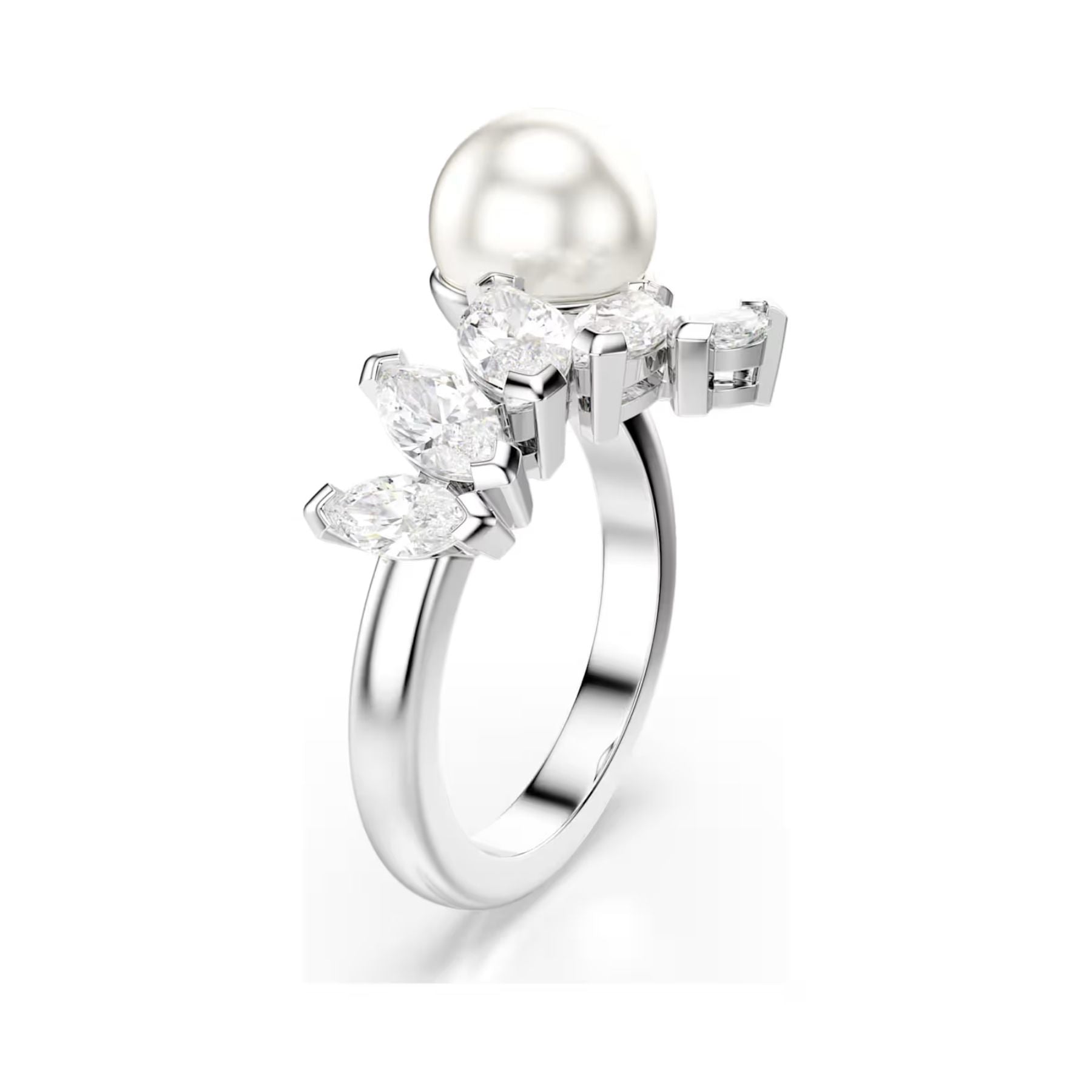 Swarovski Mesmera sormus, vaalea metalli, helmi ja kirkkaat zirkonit, 5748009