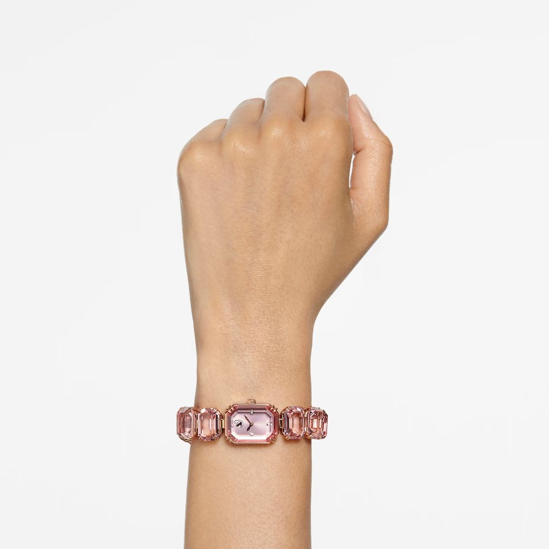 Swarovski Millenia octagon rannekello, ruusukullanvärinen ja vaaleanpunaiset kristallit, 5729843