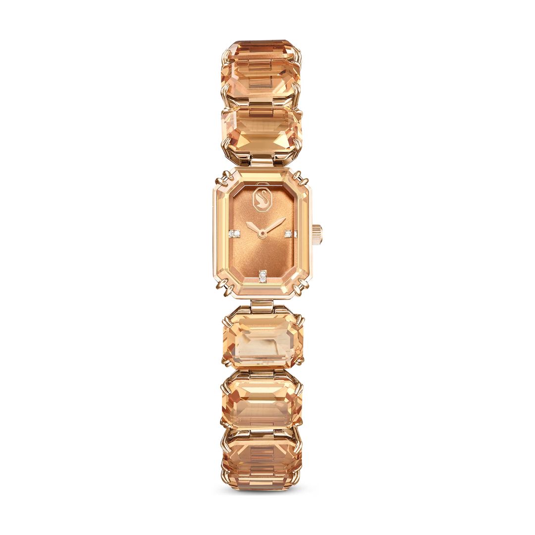 Swarovski Millenia octagon rannekello, samppanjakullanvärinen ja ruskeat kristallit, 5729841