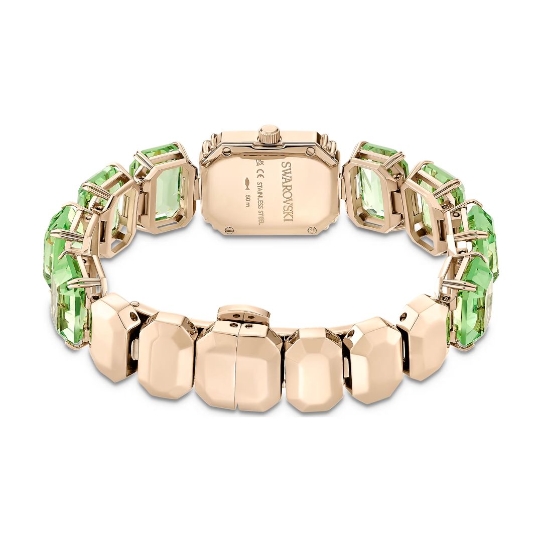 Swarovski Millenia octagon rannekello, samppanjakullanvärinen ja vihreät kristallit, 5729842