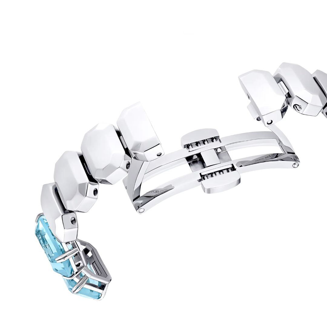 Swarovski Millenia octagon rannekello, vaalea metalli ja siniset kristallit, 5729722