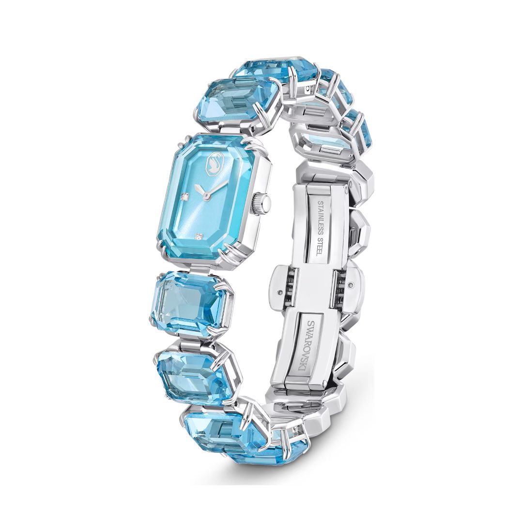 Swarovski Millenia octagon rannekello, vaalea metalli ja siniset kristallit, 5729722