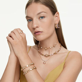 Swarovski Millenia rengaskorvakorut, keltakullanväri, violetit ja ruskeat kristallit 5725757