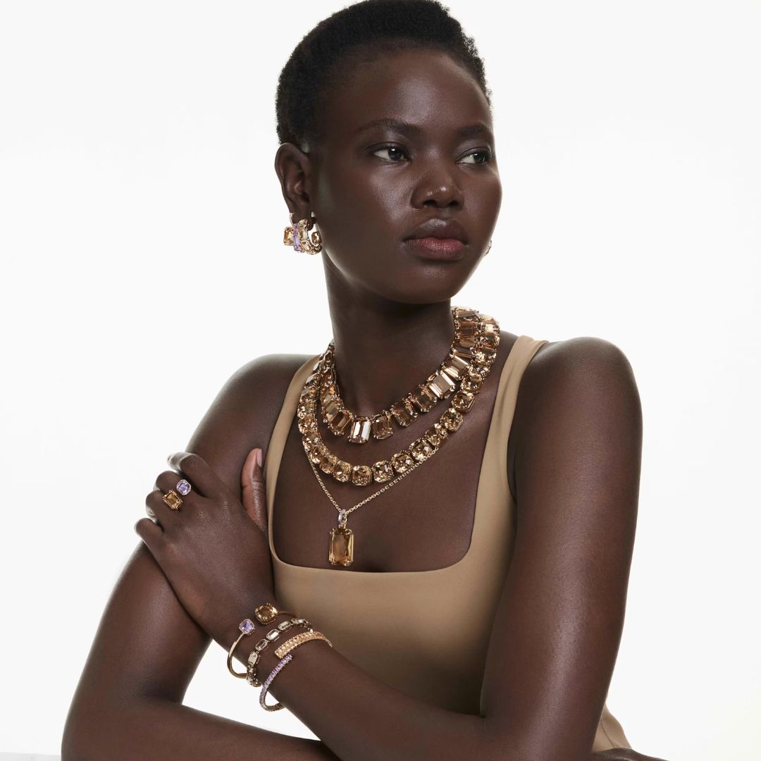 Swarovski Millenia rengaskorvakorut, keltakullanväri, violetit ja ruskeat kristallit 5725757