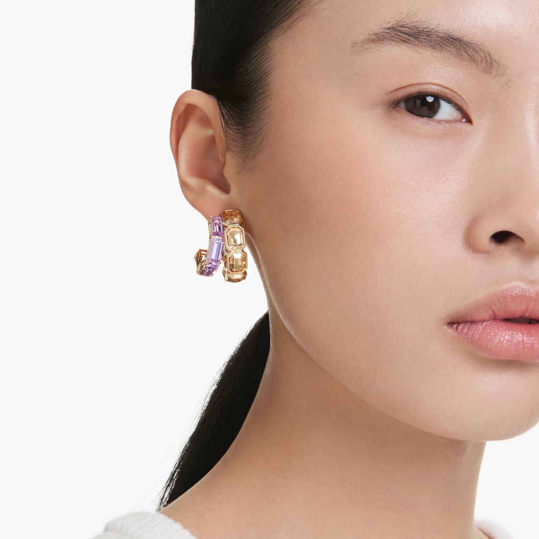 Swarovski Millenia rengaskorvakorut, keltakullanväri, violetit ja ruskeat kristallit 5725757