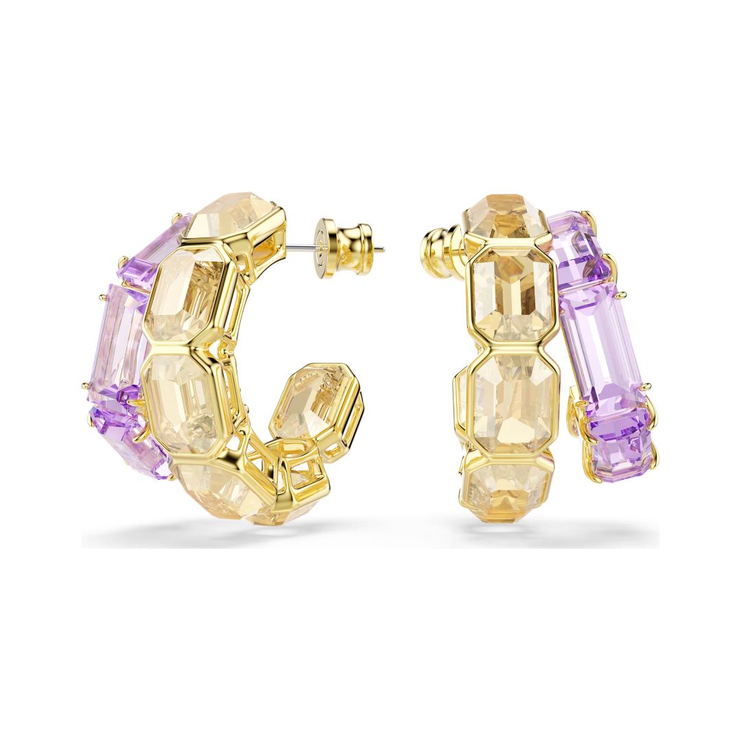 Swarovski Millenia rengaskorvakorut, keltakullanväri, violetit ja ruskeat kristallit 5725757