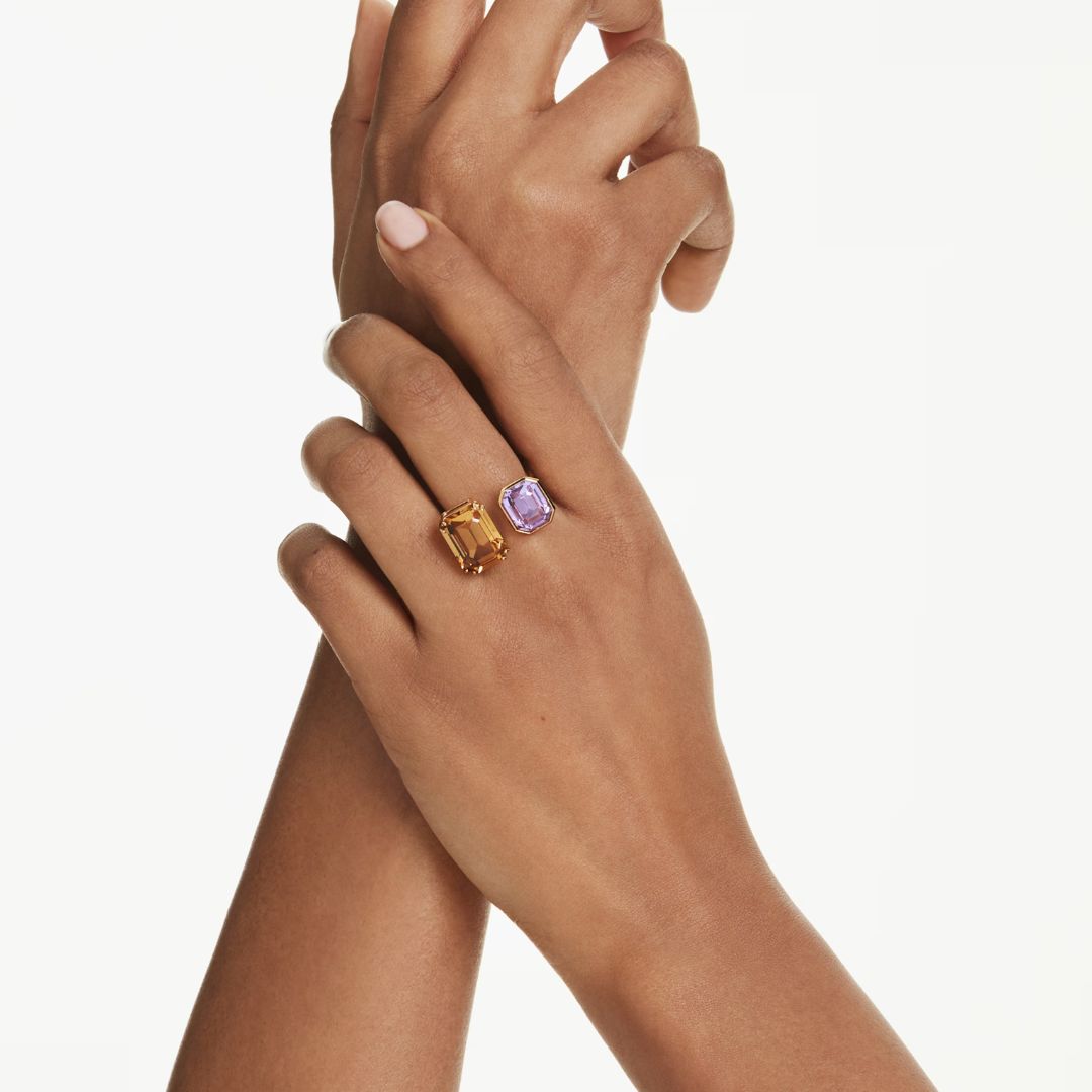 Swarovski Millenia sormus, keltakullanväri, ruskea ja laventeli kristalli