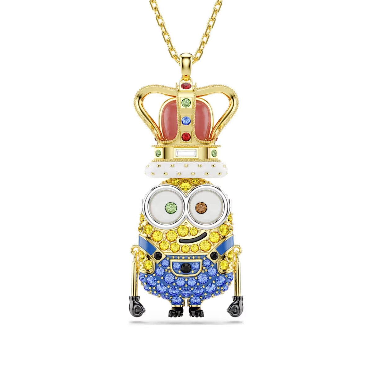 Swarovski Minions King Bob riipus, keltakullattu ja eriväriset kristallit, 5743385