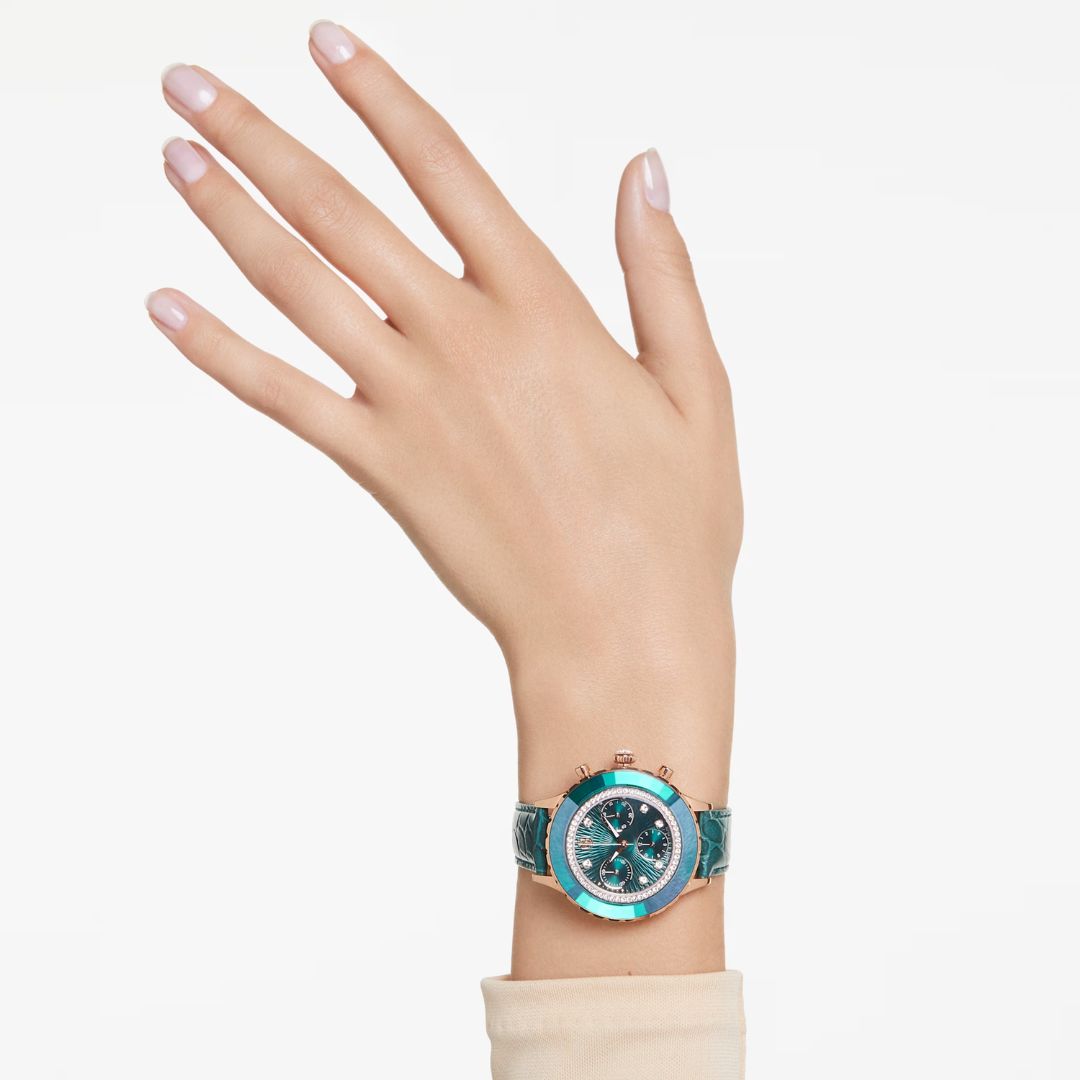 Swarovski Octea chrono rannekello, ruusukullanväri ja kirkkaat kristallit, 5672931