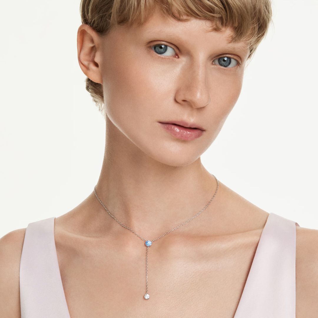 Swarovski Stilla Attract Y kaulakoru, vaalea metalli, sininen ja kirkas kristalli 5734249