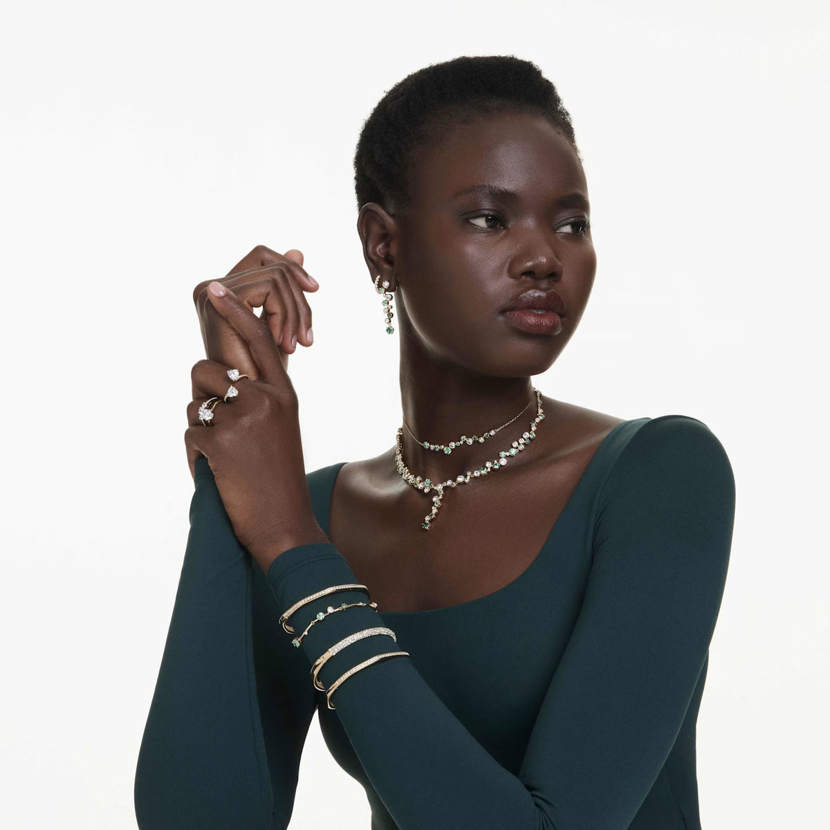 Swarovski Stilla Cocktail sormus, keltakullanvärinen ja kirkas kristalli