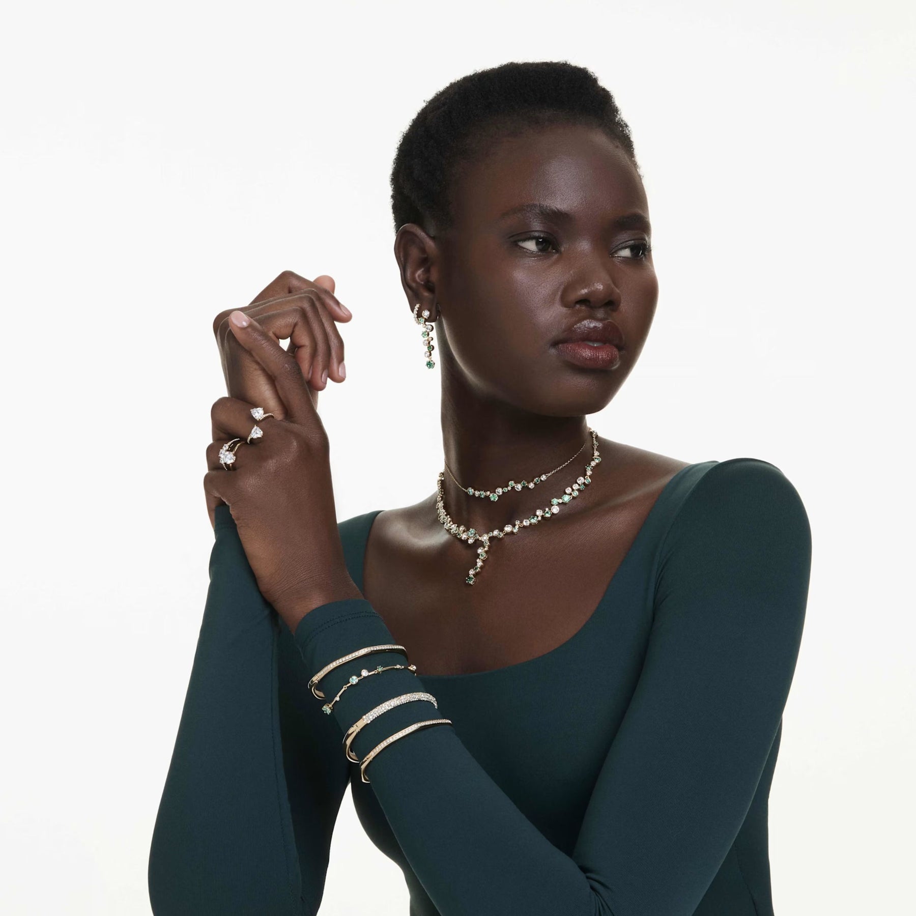 Swarovski Stilla Cocktail sormus, keltakullanvärinen ja kirkas kristalli